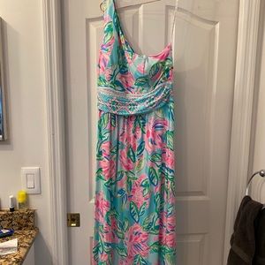 Lilly Pulitzer one shoulder maxi dress